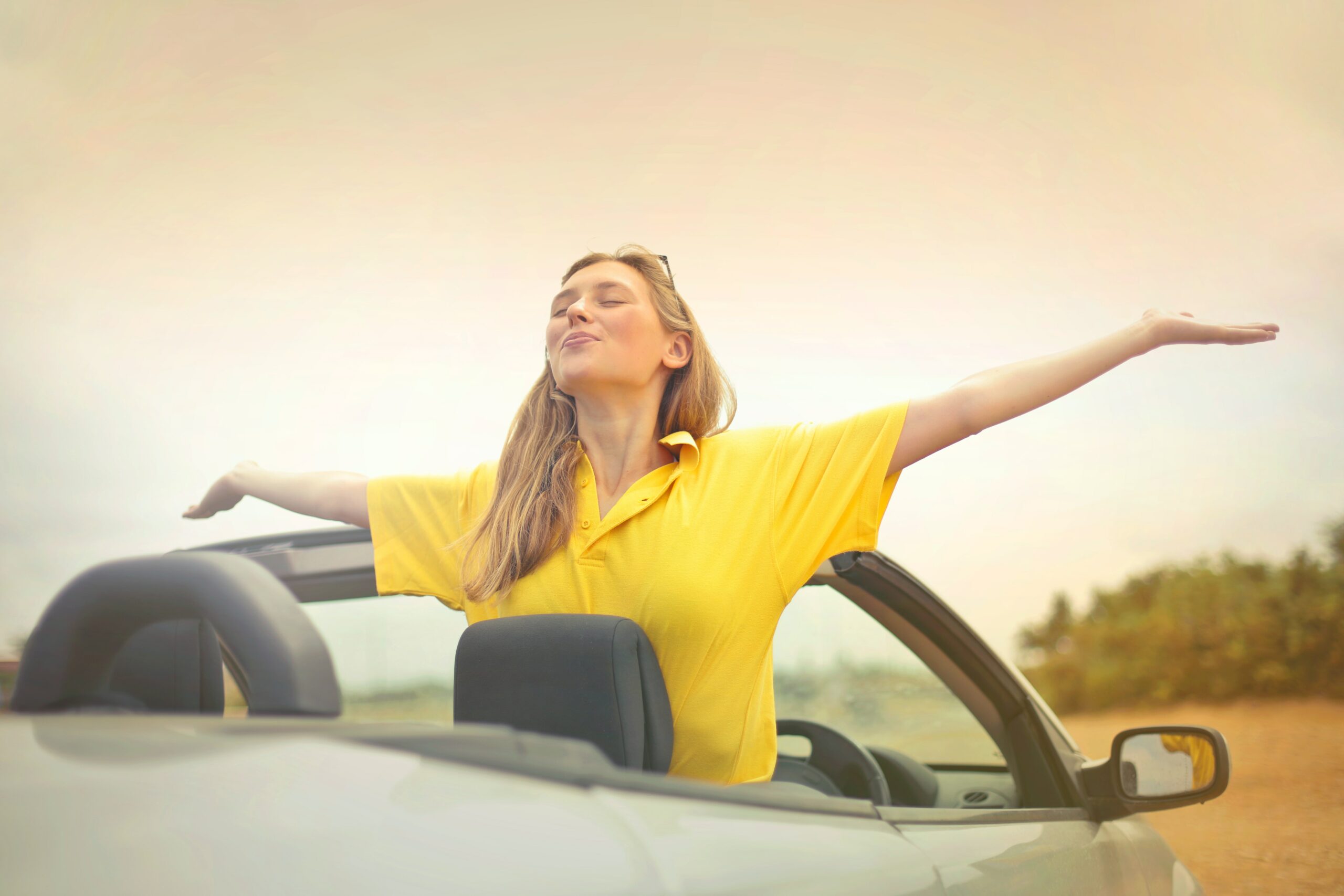 Lady in convertible