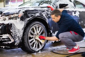 Man washing car